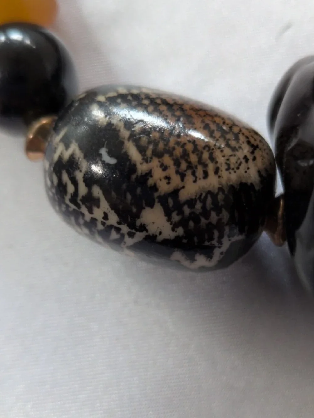 Bold Black & Orange Bead Statement Necklace